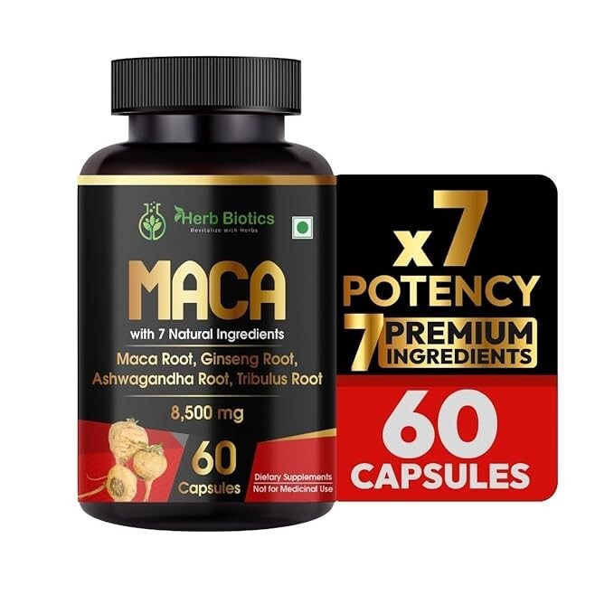 Cápsulas de raíz de maca premium 7 en 1 (60 cápsulas), para hombre y mujer