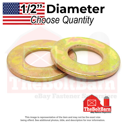 #ad #ad 1 2quot; SAE Grade 8 Flat Washers Zinc Yellow USA Made Pick Quantity $52.33