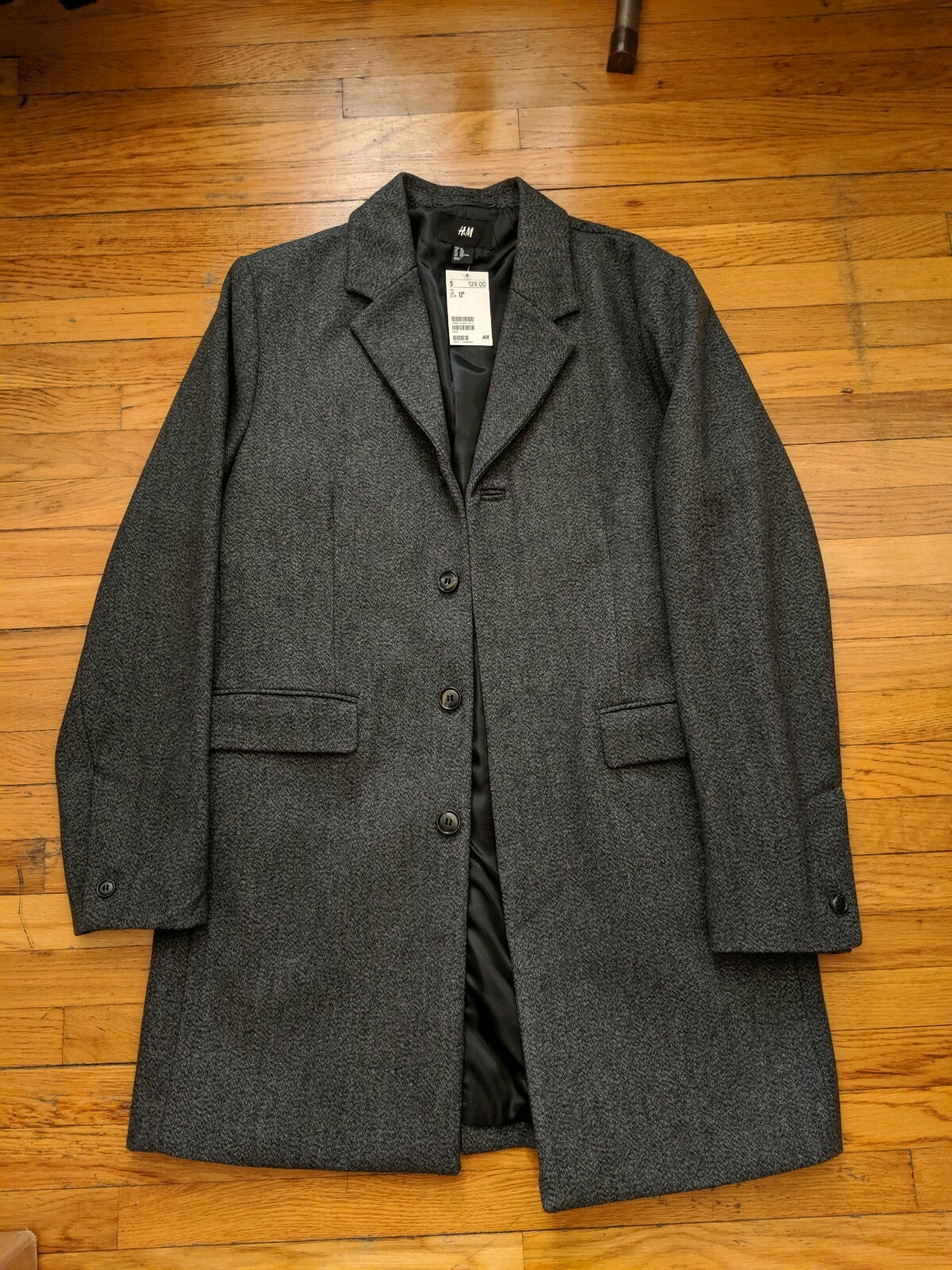 Brand New H\u0026M Men Dark Grey Wool-blend 
