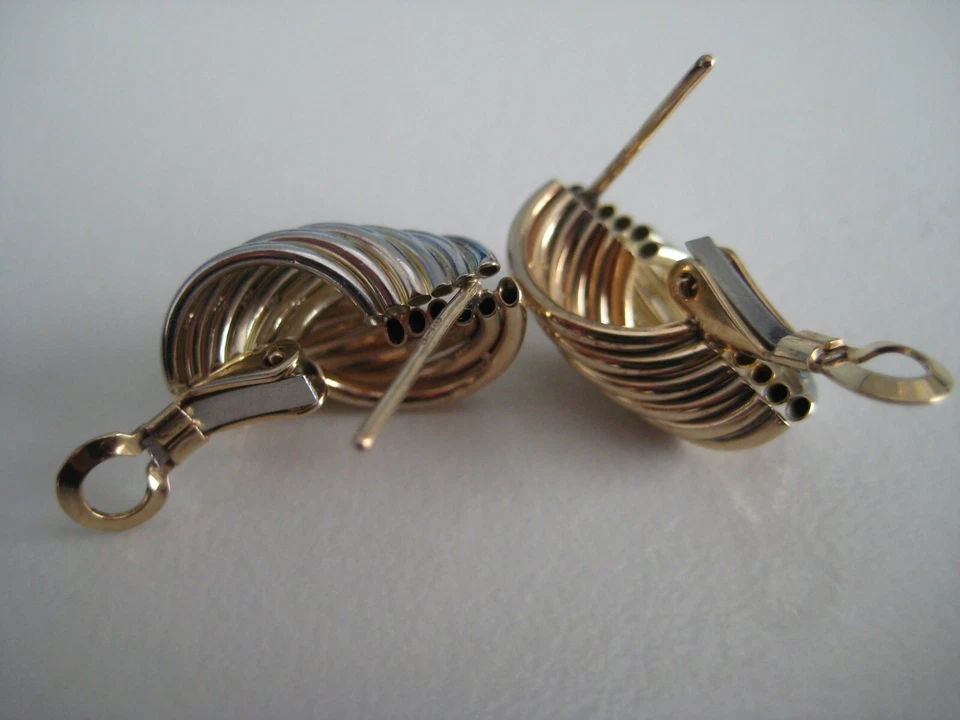 Gold Stud Drop Earrings 9 Carat Yellow & White Clip Closure PRICE DROP - Image 4 of 4