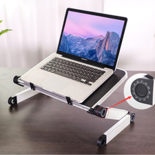 Adjustable Folding Laptop Desk Portable for Bed Table Notebook Cooler Fan Stand