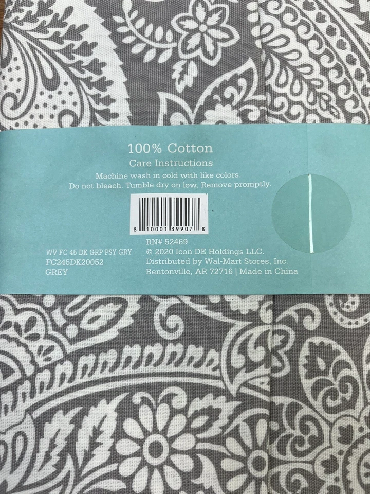 Waverly Inspirations 2 Yards 100% Cotton Duck Material Grey Paisley NEW - Image 4 of 4