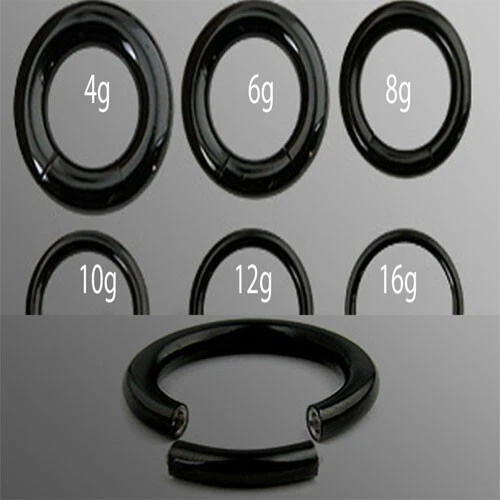 一对黑色离子 316L 手术钢无缝段圆形圈圈环环 — 第 3/3 张图片