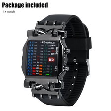 Men's Digital Sports Watch LED Binary Time Date Multifunction Waterproof Watches
