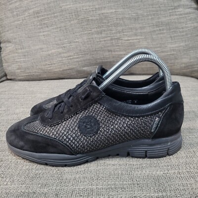 Mephisto Allrounder Shoes Mens 8 Black Suede Leather Sneakers