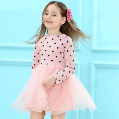 strapless open back dress Burgundy Girl Dress Long Sleeve Toddler Kids 1st Birthday Gown J446 Pink Long Sleeve / Child-6
