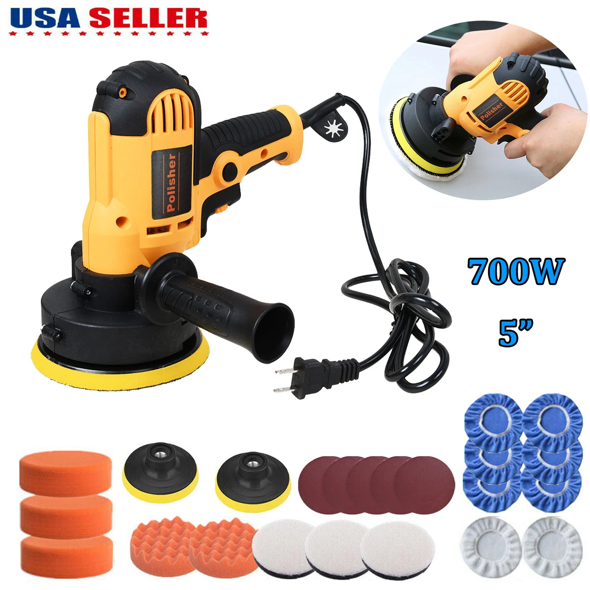 27Pc Electric Polisher Buffer Sander Car Polishing Machine 5 Buffing  Sponge Kit