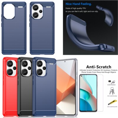 Soft TPU Back Case Tempered Glass For Xiaomi Redmi Note 13 Pro+ 13R 13C A3 K70E 