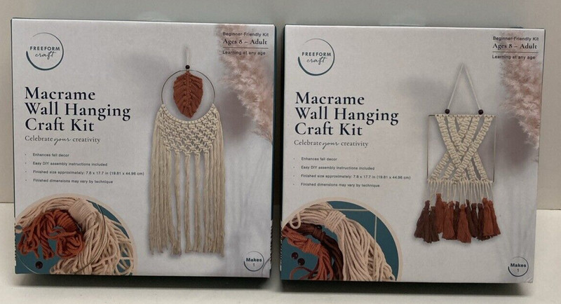 Freeform Craft Macrame Wall Hanging Craft Kit LOT of 2 DIY Decor Ages 8 & Up NIB