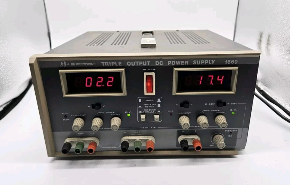 BK Precision  1660 Triple Output DC Power Supply - 0-30V, 0-2A , 5A - Image 2 of 4