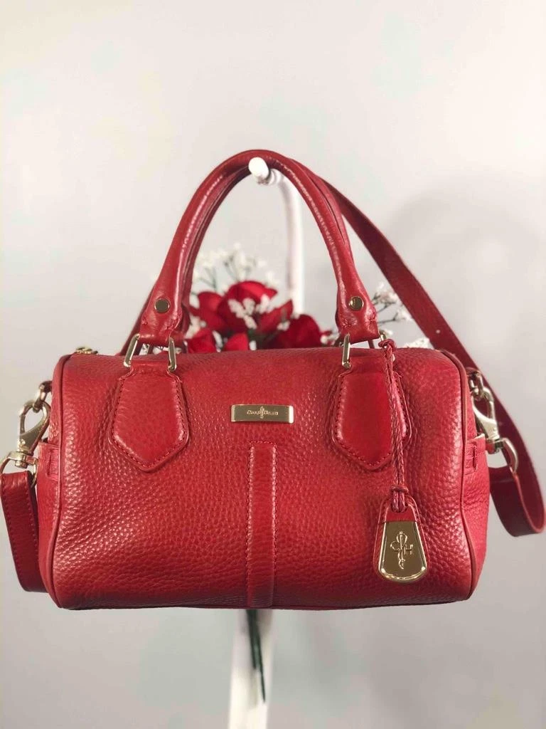 COLE HAAN Village Jade Lantern Red Pebbled Leather Satchel Crossbody Bag B35829