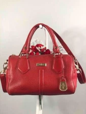 COLE HAAN Village Jade Lantern Red Pebbled Leather Satchel Crossbody Bag #B35829