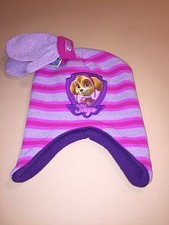 Paw Patrol Toddler Girl Knit Hat Toboggan  Mittens Skye New
