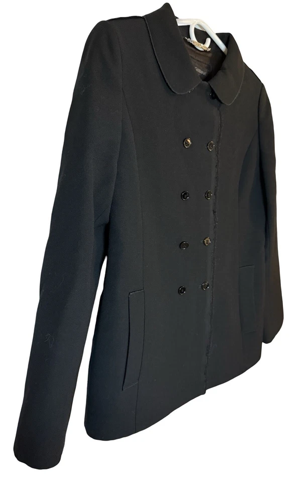 Dolce & Gabbana Black Blazer Coat Women’s Sz 40 Virgin Wool Silk Lined Button - Image 3 of 4