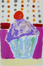 CUPCAKE Original Painting John Williams art JMW Expressionism Dessert