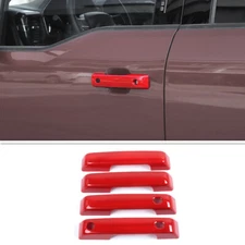 Red Exterior Door Handle Deocr Cover Trim Bezels For Ford F150 2021+ Accessories