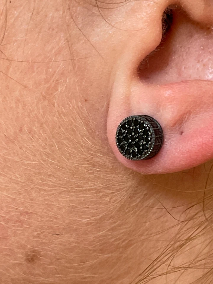 Серьги-кластеры из настоящего чистого серебра 925 пробы с черными фианитами и заклепками Iced - Изображение 4 из 4