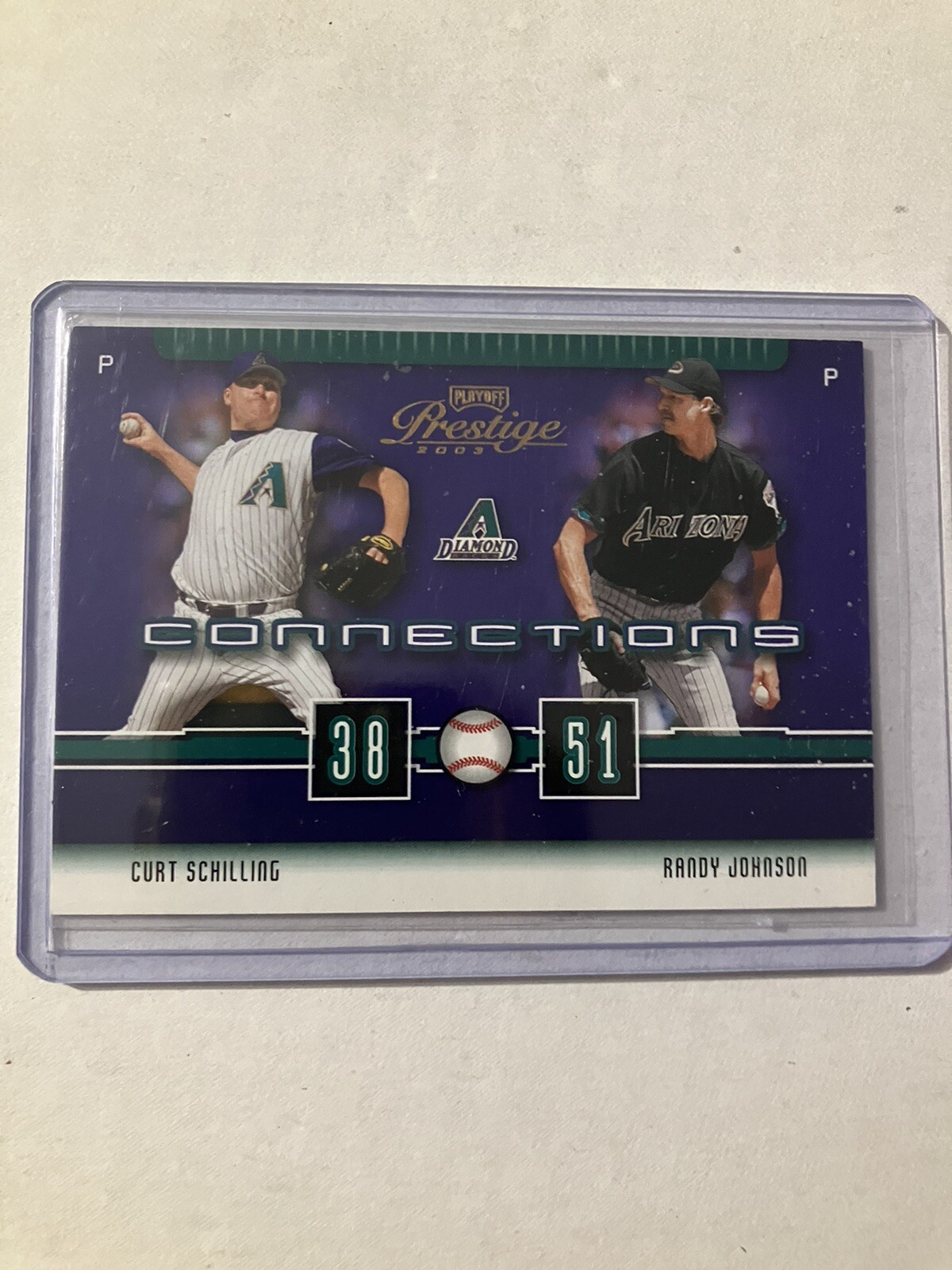 2003 Playoff Prestige Connections #C-3 Curt Schilling/Randy Johnson Gold 15/100