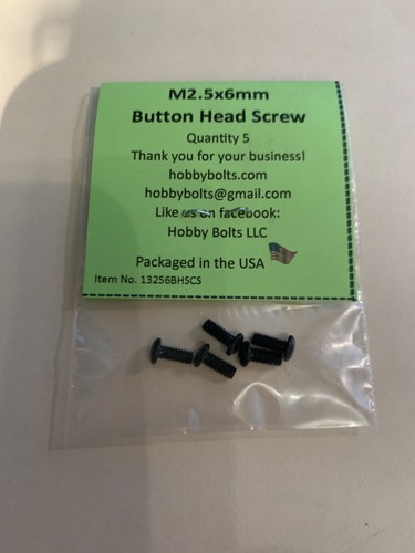 Hobby Bolts M2.5x6mm Button Head Hex Drive Screw. Qty:3 Packs. RC Micro Fastener - Picture 3 of 3