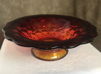 Vintage Tiara Indiana Glass Sunset Amberina Constellation Flared Console Bowl
