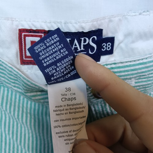 Chaps Shorts Men's Size 38 Teal White Striped Pockets Outdoors Beach Bermuda - Picture 3 of 8