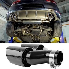 For VW Golf GTI MK6 Carbon Fiber 2.5" In 4" Out Dual Exhaust Tip Tail Muffler