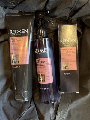 REDKEN ACIDIC COLOR GLOSS MASK, NAKED SHINE OIL  & HEAT PROTECTION TREATMENT