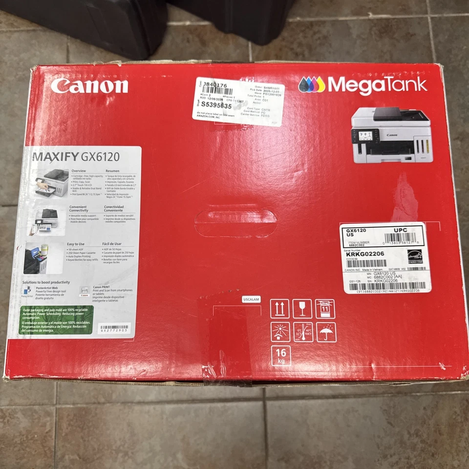 Canon MegaTank GX6120 Wireless All-in-One Printer - Print/Scan/Copy w/ 2-Yr Ink - Image 4 of 4