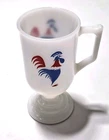 VTG Federal Milk Glass Footed Red White Blue Patriotic Rooster Coffee Mug Cup