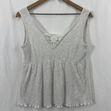 Maurices White Ivory Lace Trim Babydoll Tank Top Womens Sz S Cottage Boho Beach