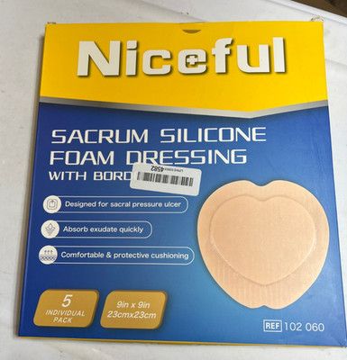 Sacral Silicone Foam Dressing, Sacrum Bed Sore Bandages Large Wounds 9''x 9''