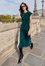 ZARA NWT COMBINATION MIDI Green Ivory  Dress Size S