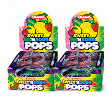 Charms Sweet 'N Sour Pops 2 Pack, Assorted Fruit Flavors - 48 Count Box,