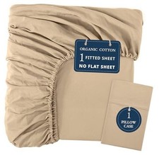100 Organic Cotton Linen Twin Fitted Sheets, 2-Piece Set Twin 2PC 09: Linen