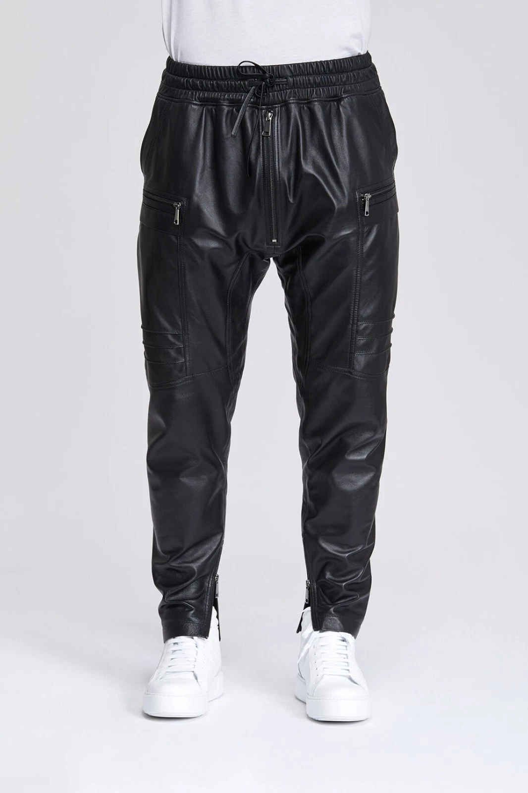 Men Genuine Black Lambskin Trouser Leather Pant Jogger Loose Fit Pant MLP43a