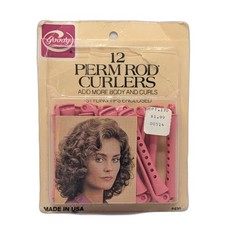 1982 Vtg Goody 12 Pink Perm Rod Curlers Open Box Never Used Retro Soft Girl Hair