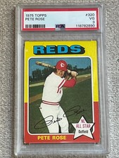 VINTAGE 1975 TOPPS PETE ROSE CARD #320 GRADED PSA 3 VG REDS HOF