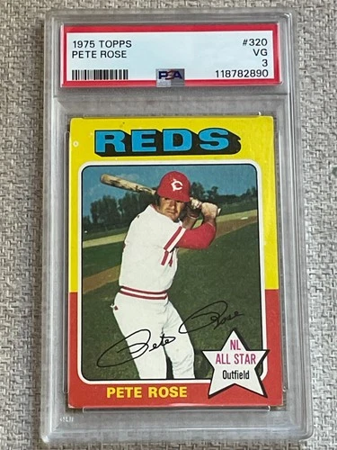 VINTAGE 1975 TOPPS PETE ROSE CARD #320 GRADED PSA 3 VG REDS HOF