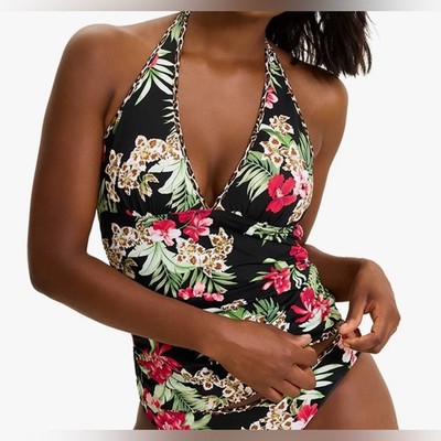 Tommy Bahama Lily Cat reversible Halter Tankini - Medium - New