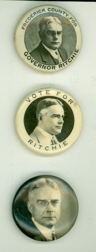 3 Albert Ritchie Maryland  Governor  Political Campaign Pinback Buttons 1930s