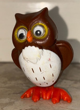 Vintage Tomy Pocket Pets Wind Up Brown Owl Googly Eyes Toy Bird 1977