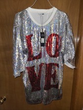 FASHION NOVA “LOVE”“SEQUIN SHIRT|DRESS OS NWT(B87)