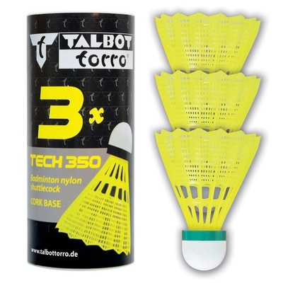 TALBOT TORRO Tech 350 Slow Badminton-Federbälle 3 Stück - gelb