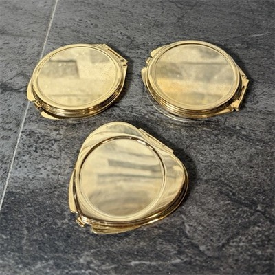 Lot of 3 Metal Mirror Cosmetic Compacts Gold Tone Woodturning project 