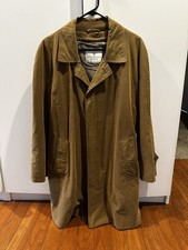 Bill Blass Men’s Tan Overcoat M, Lined, Button Front, Long, Point Collar