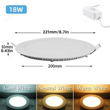Image of 3W/6W/9W/12W/15W/18W/24Watt Round LED Panel Recessed Ceiling Lamp Downlight Slim