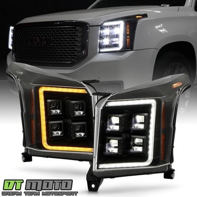 For 2015-2020 GMC Yukon XL Sequential Switchback DRL Quad LED Module Headlights