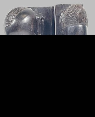 Pair of Hand-Carved African Bust Bookends   Kilimanjaro Style, Kenya