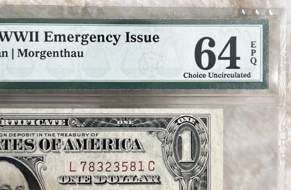 1935A $1 Silver Certificate Block Hawaii Overprint PMG 64 EPQ RARE LC Block - Image 3 of 4