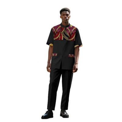 African Clothes for Men Dashiki Short sleeve Shirt and Ankara Pants 2 Piece Set